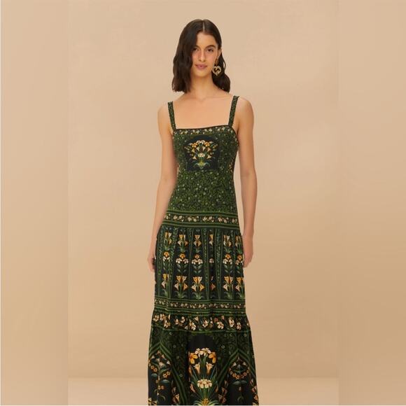 FARM Rio Dresses & Skirts - Farm Rio Black Flowers Arch Maxi Dress L